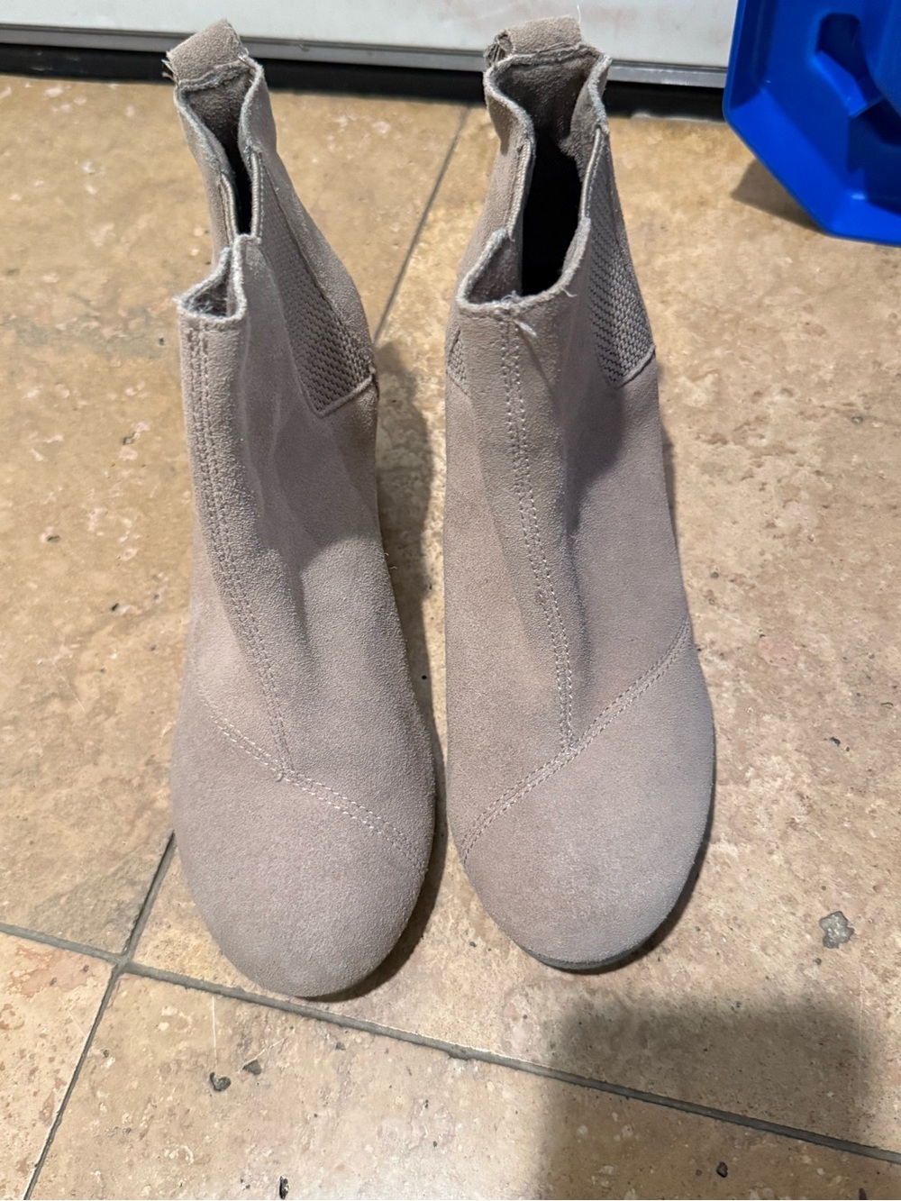 Toms Taupe Suede Chelsea Ankle Boots